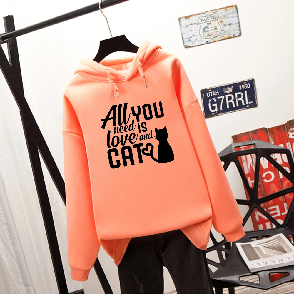 

Womens Oversized Hoodies Sweatshirt Autumn Long Sleeve Sweatshirt Hooded Pullover Tops Hoodie Women Cat Letter Hoodies Plus Size