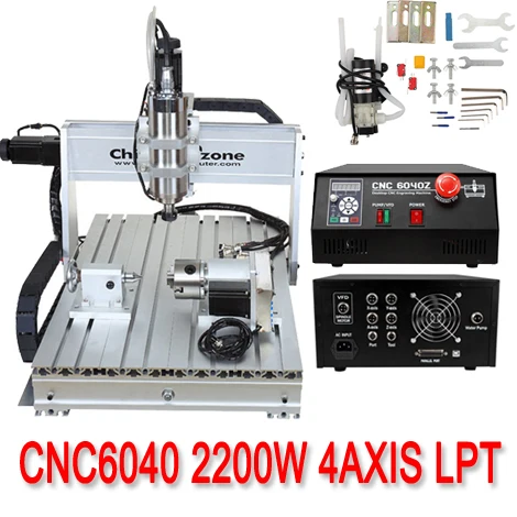 CNC 6040 USB Mach3 управление 2.2квт 4 оси ЧПУ маршрутизатор ЧПУ резьба по дереву деревообрабатывающий фрезерный гравер машина с охлаждением - Цвет: CNC6040 LPT