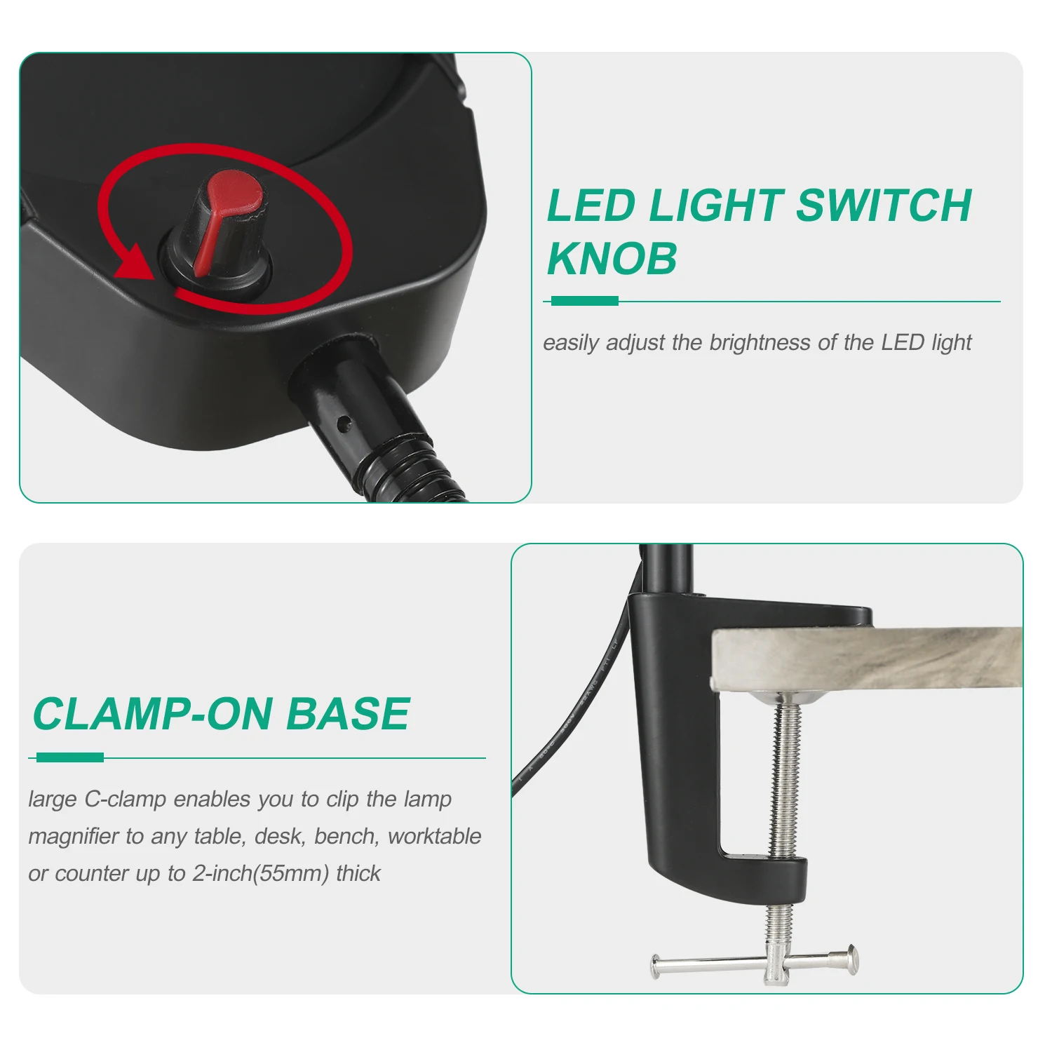 

KKmoon 5X Magnifier Lamp with C Clamp Desk Light LED Magnifier Lamp Brightness Adjustable USB Magnifier with Cover Reading Lamp
