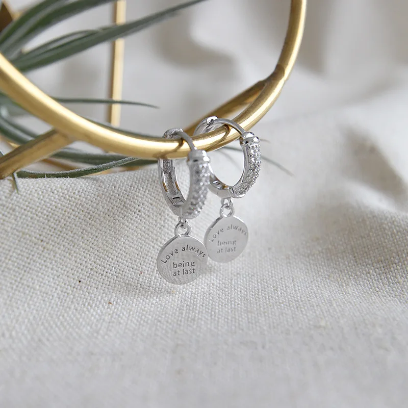 

PONYKISS Trendy 925 Sterling Silver Letter Zircon Dangle huggie Hoop Earrings for women Party Fine Jewelry Accessory wholesale