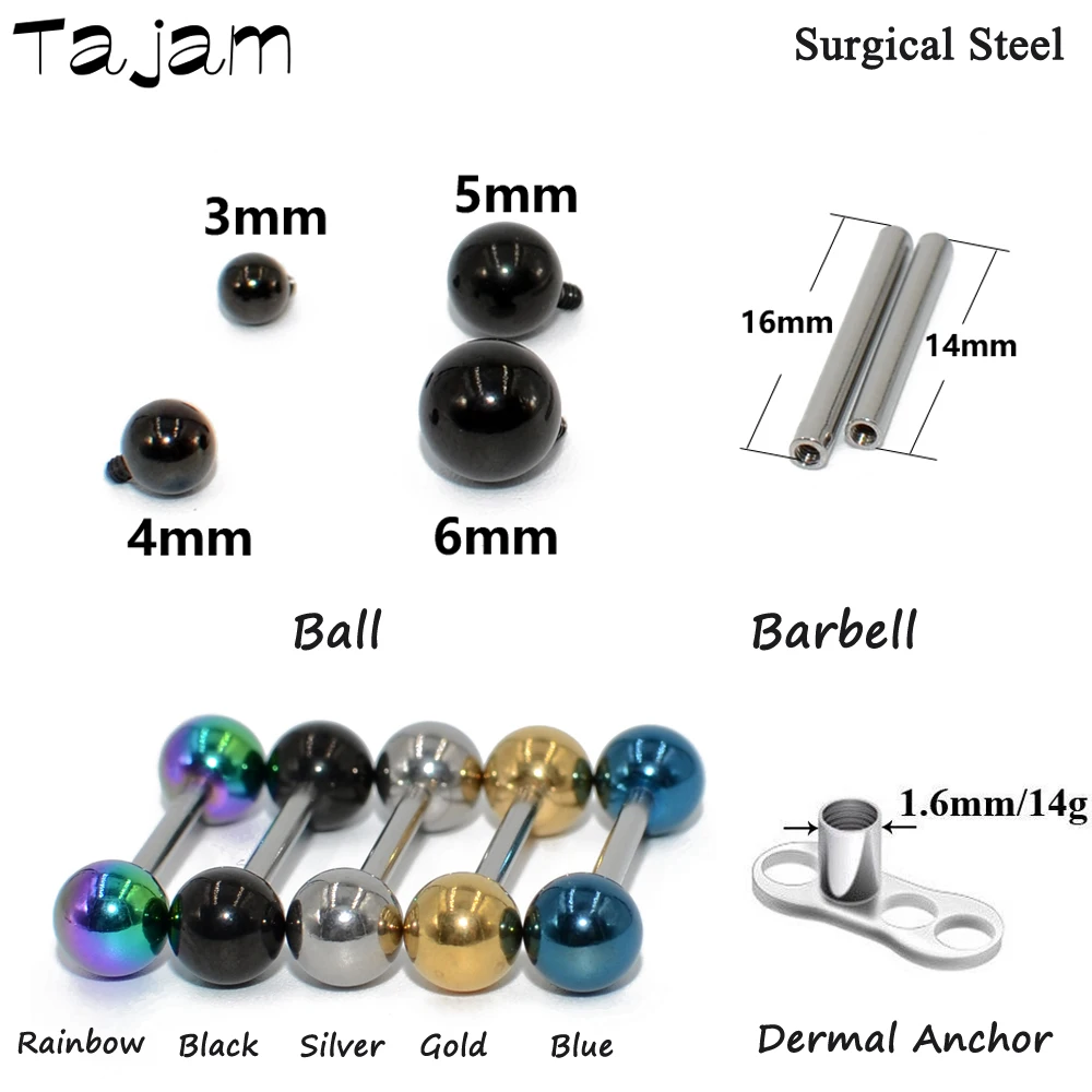 10 шт. хирургическая сталь Замена прокол аксессуары анодированный шар внутренняя