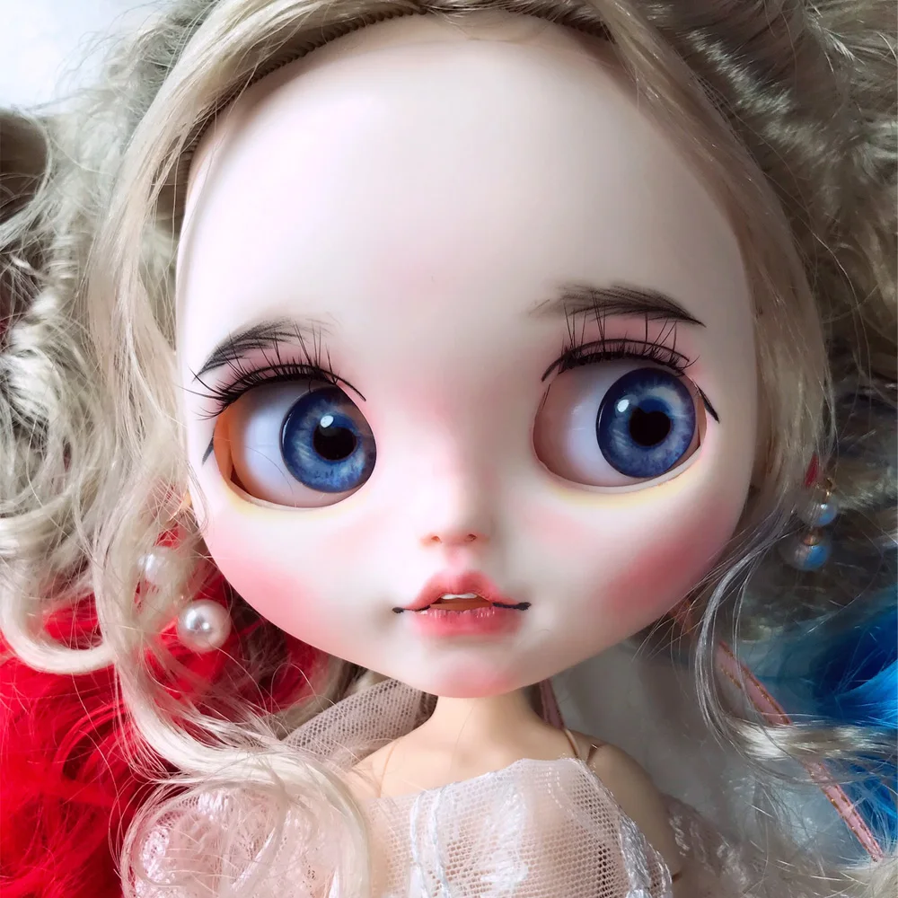 

Neo NBL 1/6 BJD Customized Makeup Ball Jointed Doll With Red And Blue Wig cute Sleep Eyes Flower Fairy Toy 11.20.7
