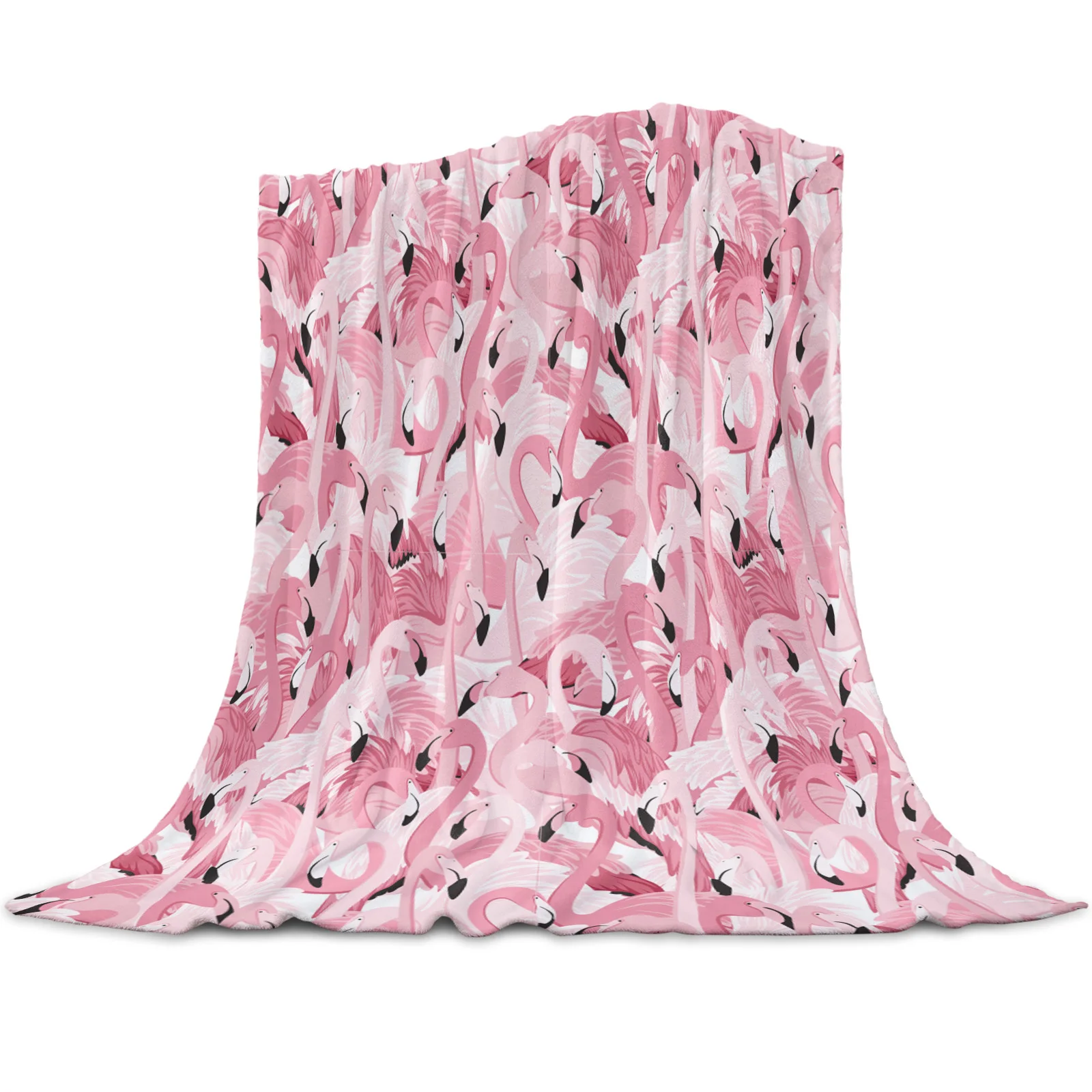 

Pink Flamingo Throw Blanket Soft Comfortable Microfiber Flannel Plush Blankets Warm Sofa Bed Sheets