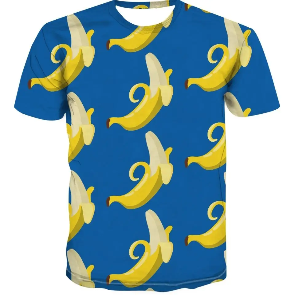 

Hot-selling new summer banana fruit pattern 3d digital printing round neck short-sleeved casual fashion men's T-shirt