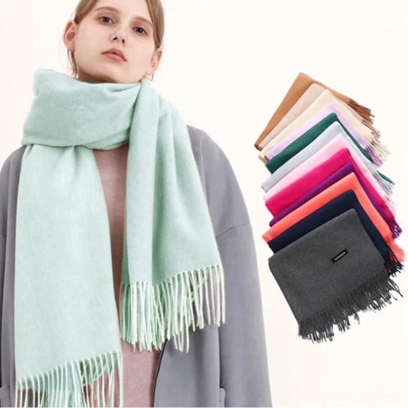 Новый шарф для женщин роскошный женский кашемировый однотонный пляжный тонкая