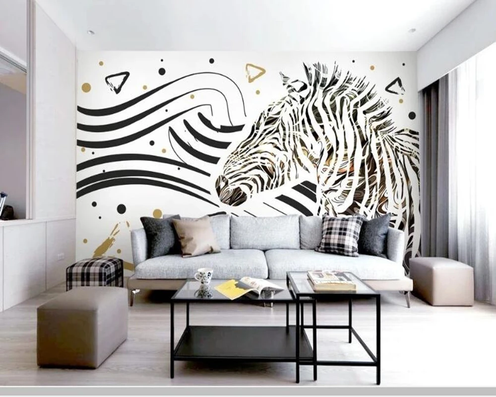 Papel de parede Black and white line zebra modern abstract 3d wallpaper mural living room tv wall bedroom papers home decor |