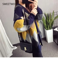 fashion casual women sweater cardigan autumn and winter loose korean version thickened new style with knitted medium length coat