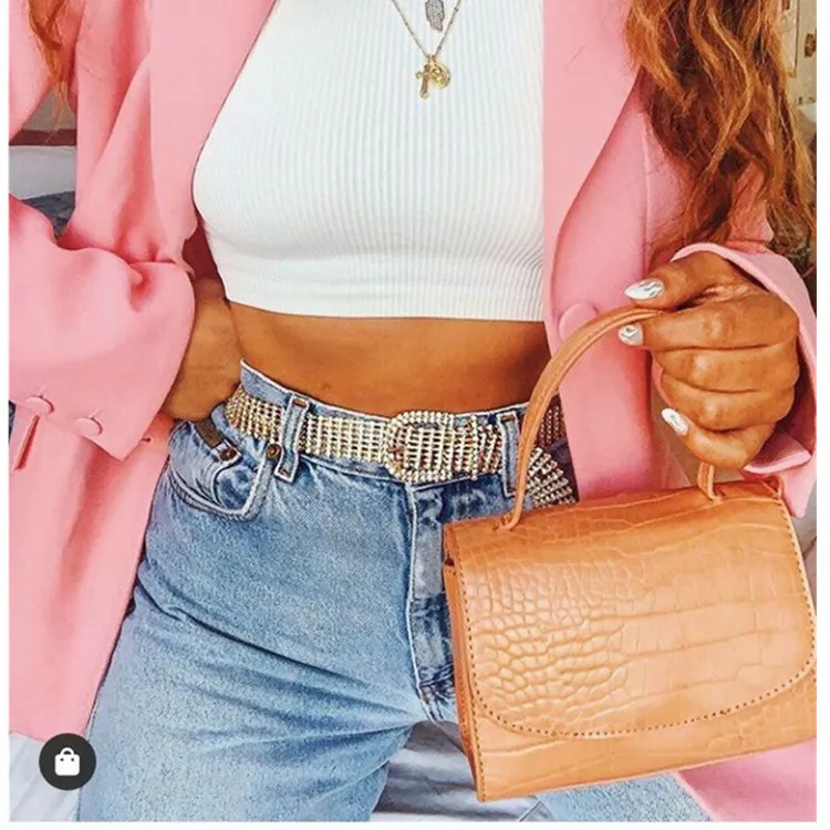 Женский джинсовый пояс элегантный винтажный с металлическими стразами юбка