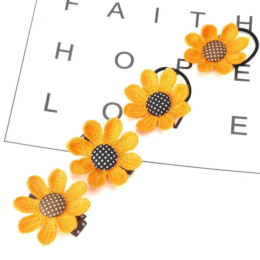 4 шт. милый эластичный с цветочным принтом для девочек волосы резинки набор