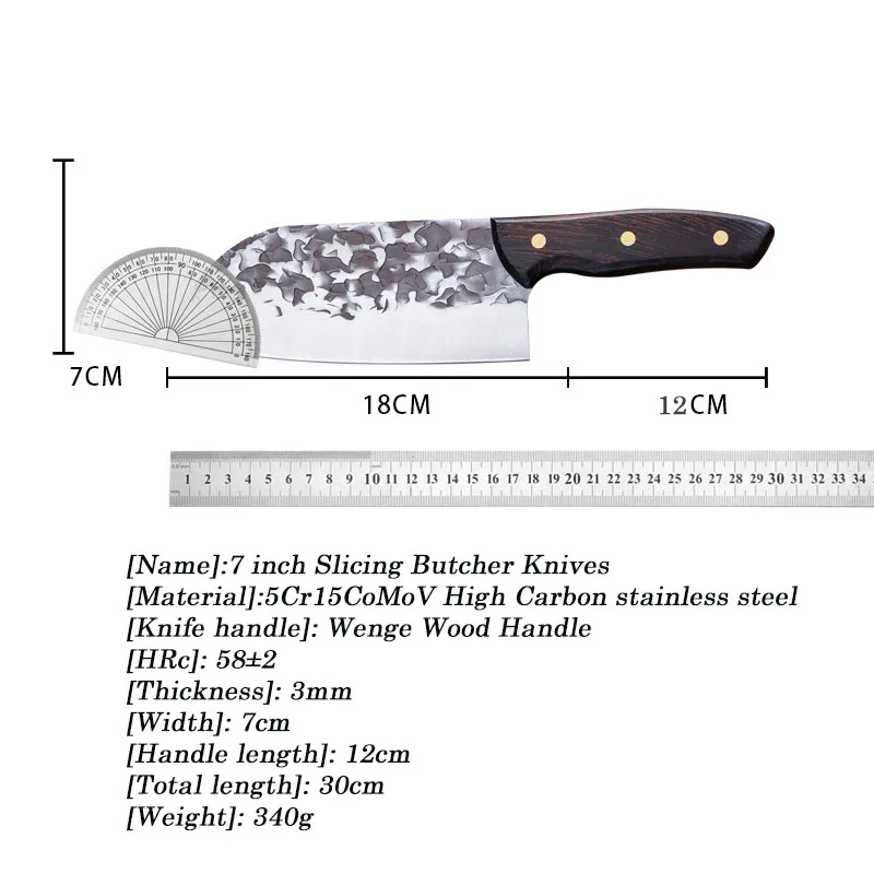 

7 Inch 5Cr15CoMoV High Carbon Steel Kitchen Knives Handmade Forged Texture Fish Filleting Slicing Knives With Wenge Wood Handle