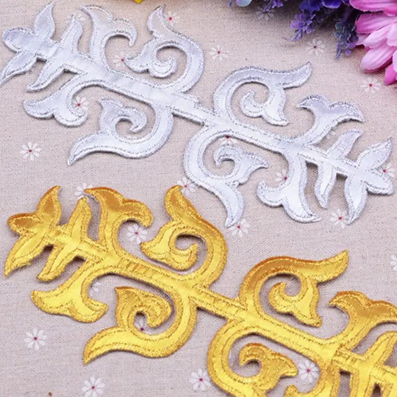 20 шт. 22 см * 11 золотого и серебряного цвета матерчатые вышитые туфли наклейки для