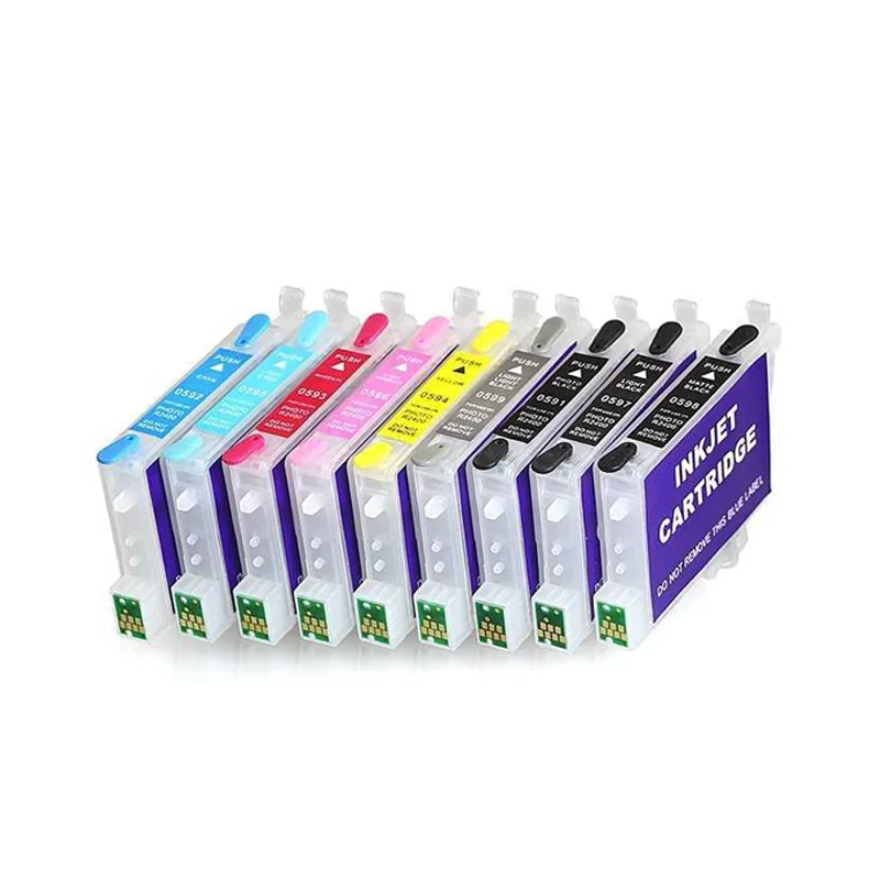Перезаправляемый картридж для Epson Stylus Photo R2400 с чипами ARC T0591-T0599 чернильный пустые