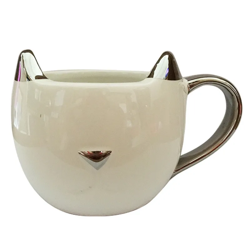 

Pink Up Cat Glass Coffee Cup Mug Tea Kettle Accessory Ceramic Pink with Metallic Finish Cat Merchandise Gift for Cat Lovers 2