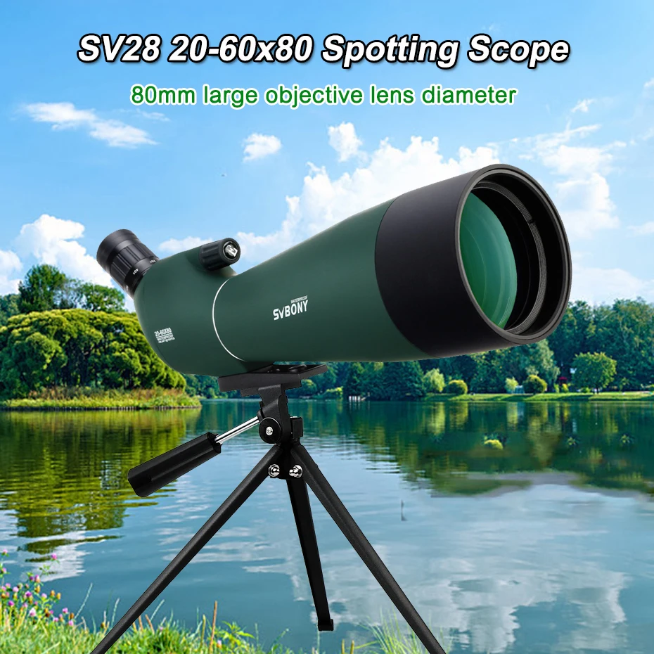 SVBONY SV28 Зрительная труба 20-60x80мм SV28 зум телескоп водонепроницаемый BAK4 призма FMC высокое качество новая версия F9308 для охоты