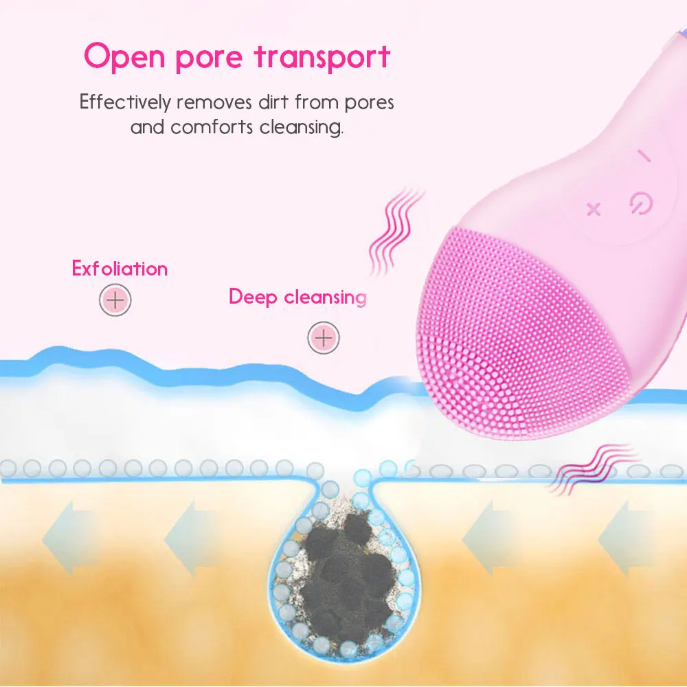 Электрический силиконовый очищающее средство для лица Мягкий лицевой глубокий