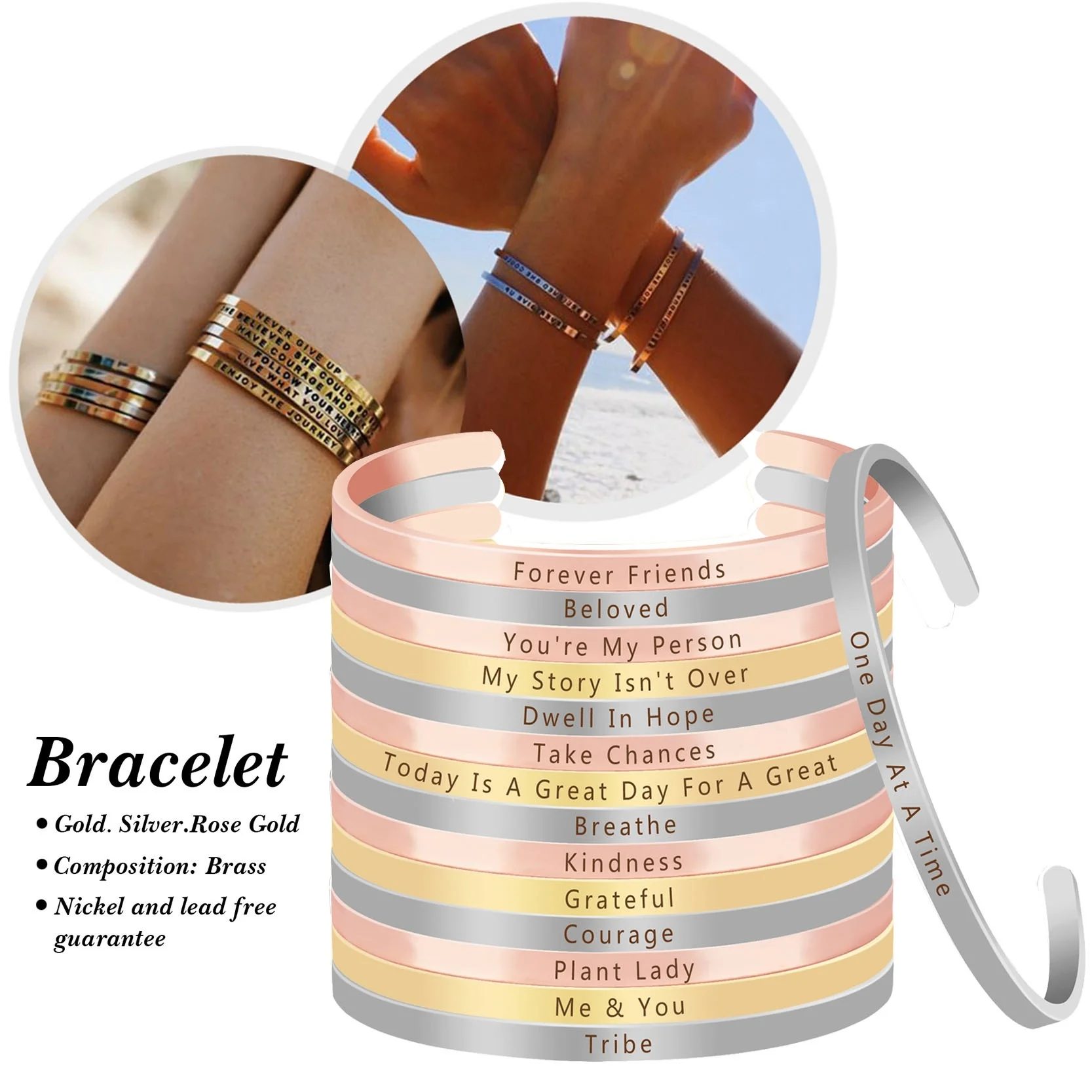 Браслет манжета с гравировкой доброты Вдохновляющие положительные цитаты