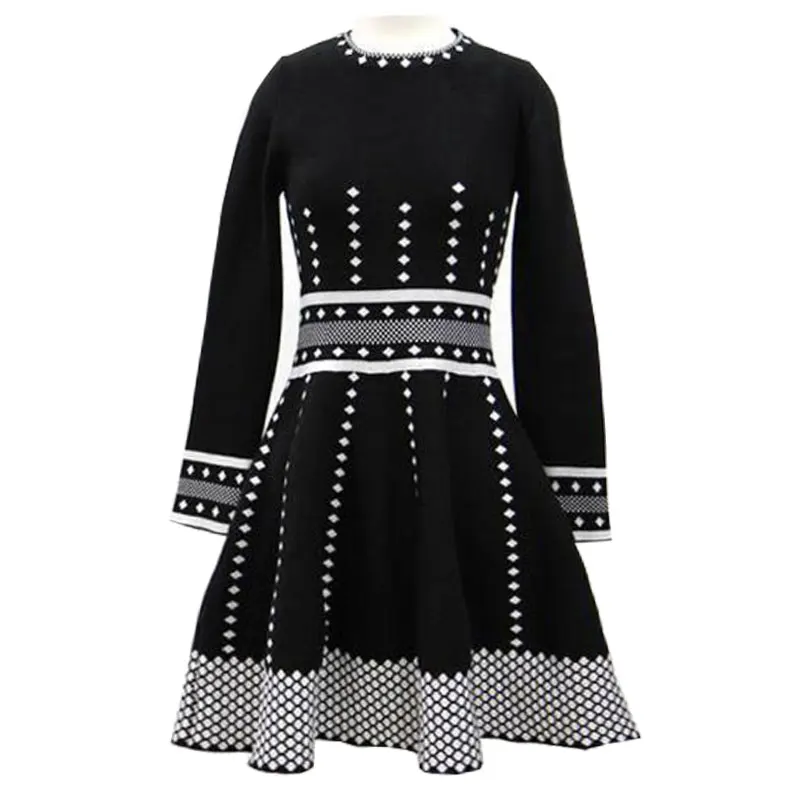 

Spring and autumn new small fragrance women's dress thick knit autumn and winter models stretch high waist bottoming Dresses