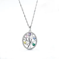 tree of life crystal cubic zircon pendant necklace 925 silver bijoux collier pendant elegant women jewelry gift