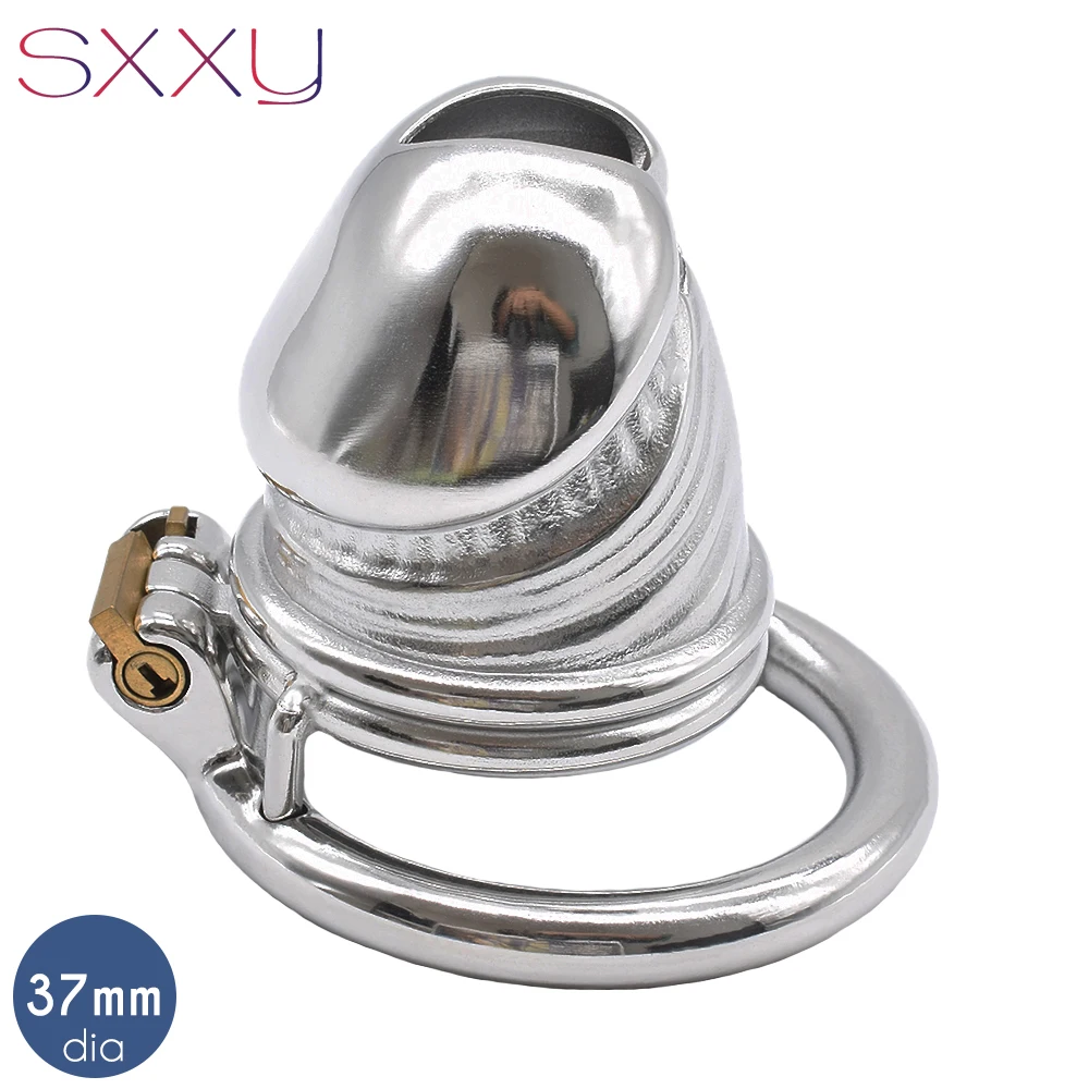 

SXXY Chastity Cage Sissy Metal Male Bondage Belt Devices 37mm CB Penis Rings Cock Lock Long Time Wear BDSM Sex Toys for Men