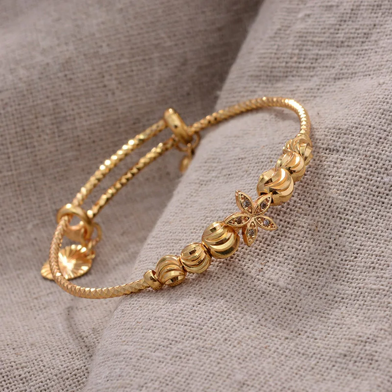 24K 4 шт этническое Золотое браслет для девочек/малышей/детей Шарм из Гипсофилы