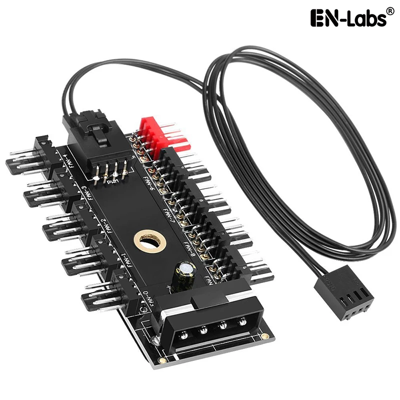 En-Labs Вентилятор охлаждения Системы 10 каналов Процессор Molex 4pin PWM разветвитель вентилятора концентратор Мощность Удлинительный кабель, 4 Pin обратная 3 pin 2pin вентилятор - Цвет: Зеленый