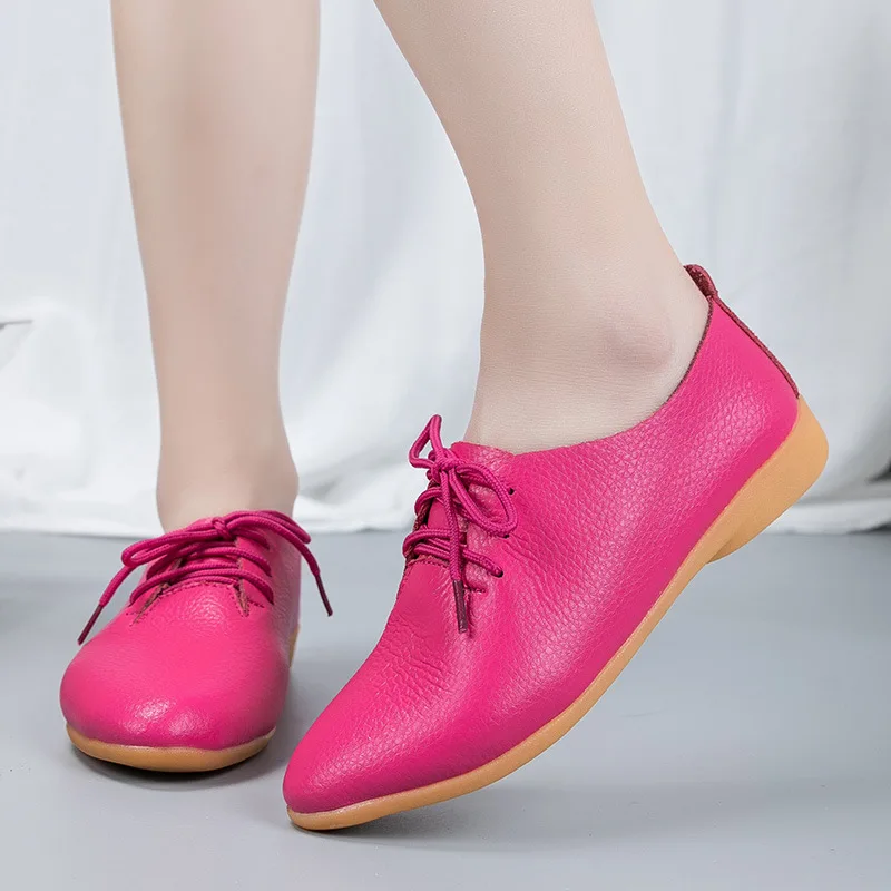 Лоферы женские из натуральной кожи мягкие повседневные заостренный носок