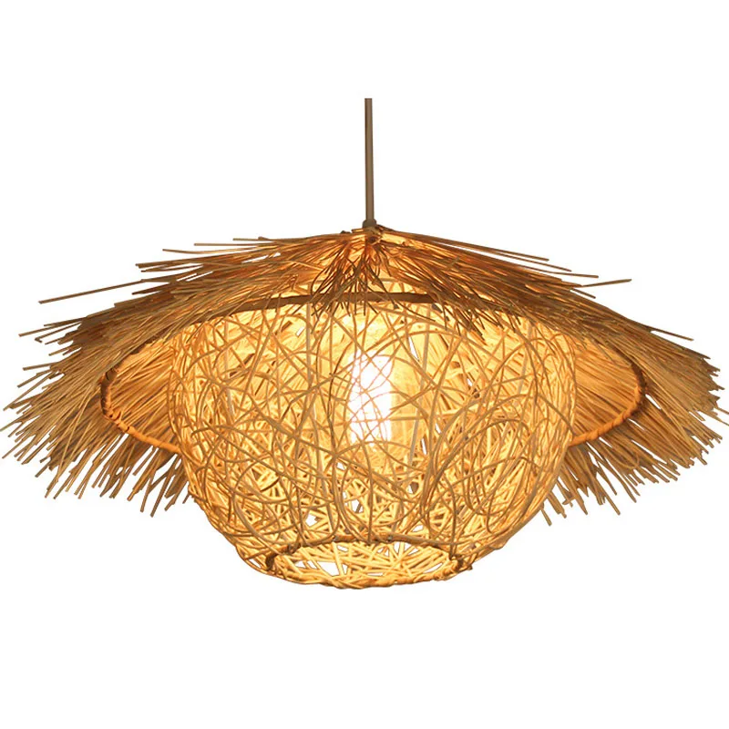 Rattan pendant light For Dining room Kitchen Bar hanging suspension lamp wooden rattan lantern bird nest lamp
