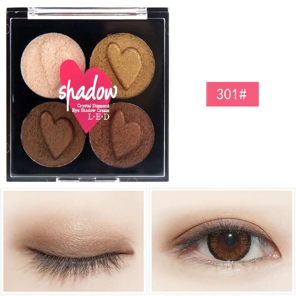 Бархатная влажная пудра пигмент 4 цвета тени для макияжа палитра теней век