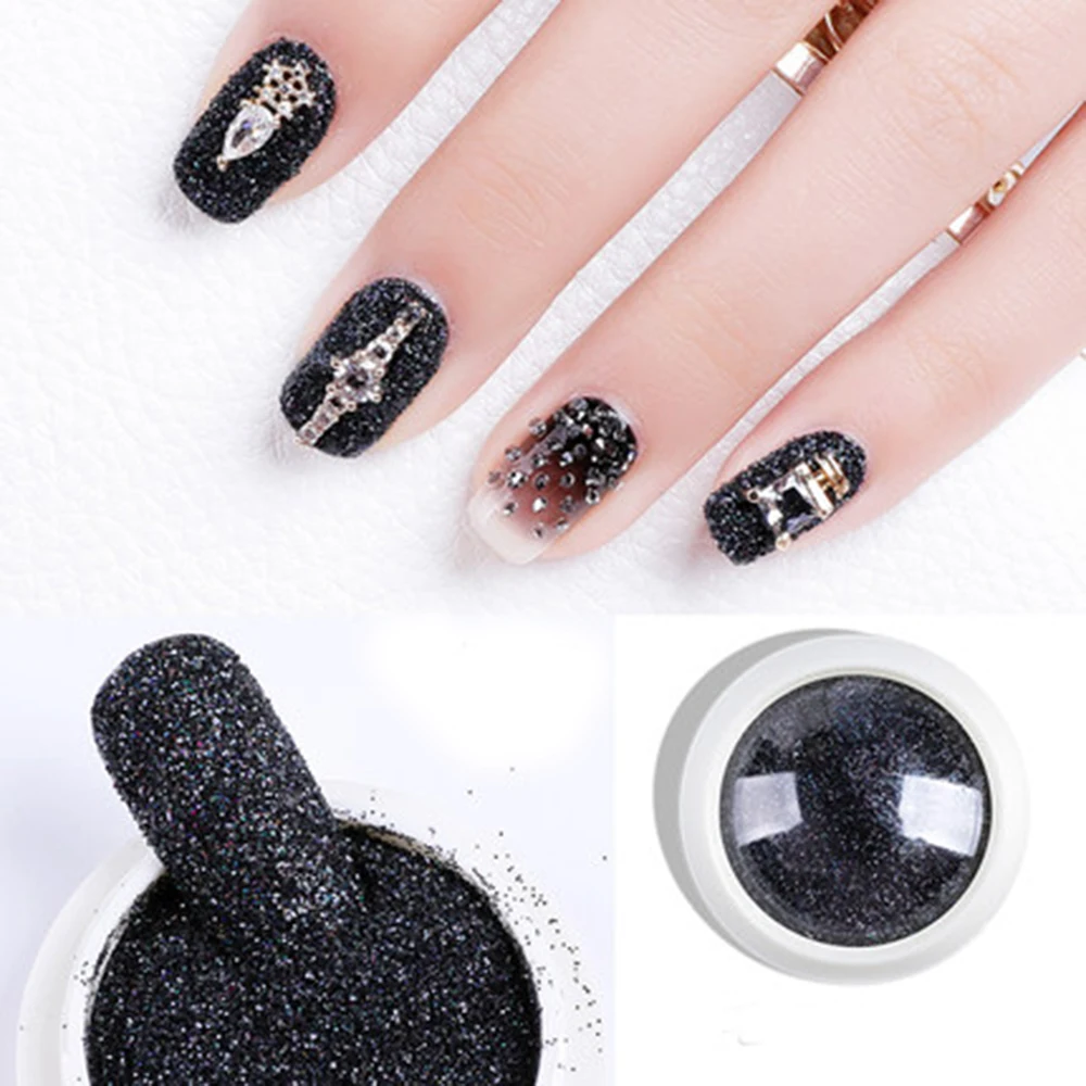 1 коробка Блестящий Порошок для ногтей Блестки Белый Черный лак сахар 3D блестящие