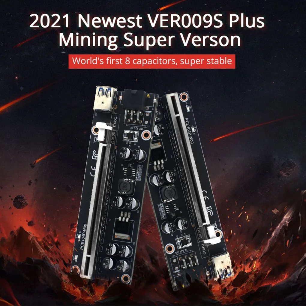 

PCI E USB Riser 009S PLUS Dual 6Pin Adapter Card SATA 15pin PCI-E pcie Riser 009 Express 1X 4x 8x 16x Extender for BTC Miner