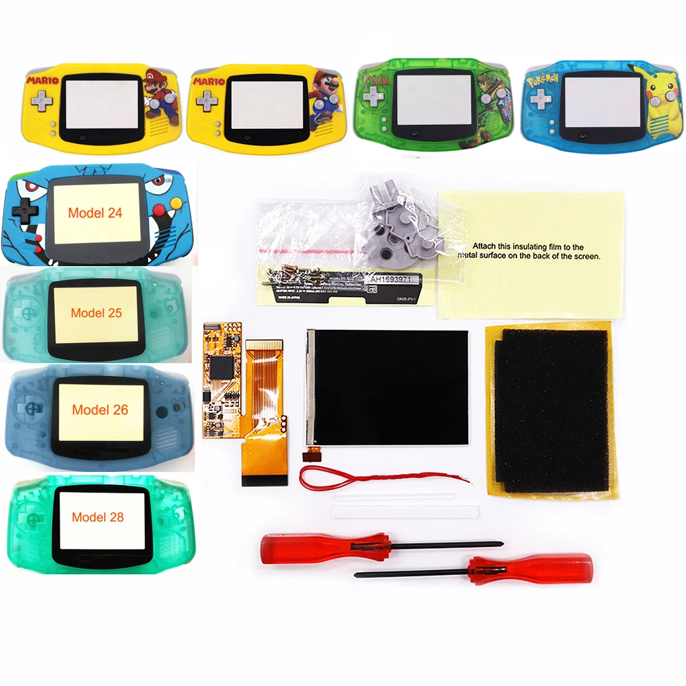 Níveis de Brilho Retroiluminação para Nintendo Lcd para Nintendo Gba com 10 Display Gameboy Advance Tela v2 Ips
