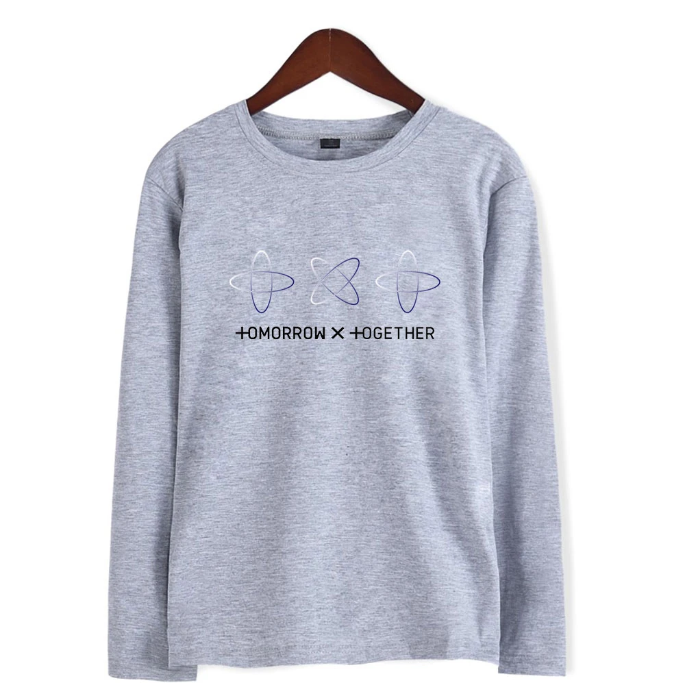 

Kpop TXT logo printing tshirt o neck long sleeve t shirt for spring fashion unisex loose k-pop t-shirt 5 colors tops tee shirt