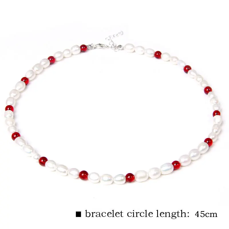 Белый жемчуг бисерные ожерелья натуральный овальные Quartzs Клубника Кристаллы