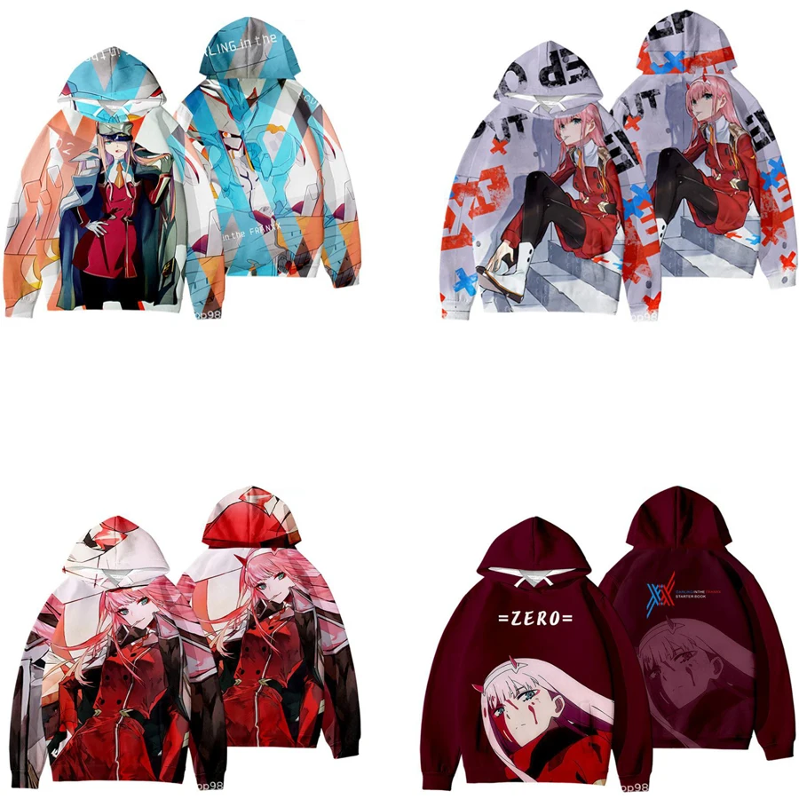 

Japan Anime Darling In The Franxx Cosplay Costume HIRO ZERO TWO ICHIGO MIKU KOKORO Unisex 3D Hoodies Sweatshirts Streetwear