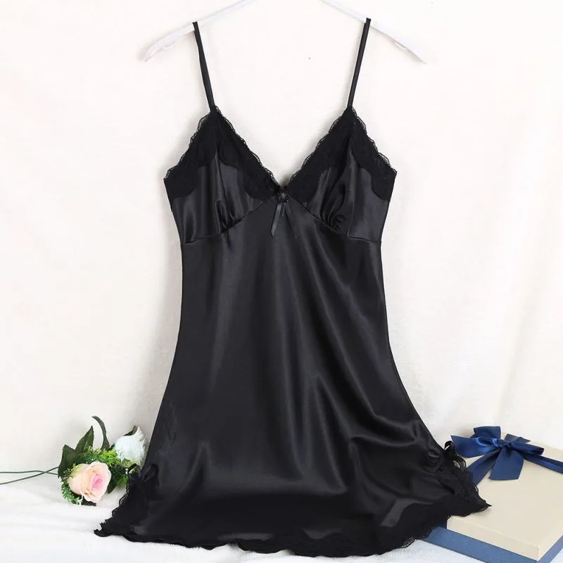 Women's new sexy lace V-neck double slit home service Evening dress sleeveless women's clothing