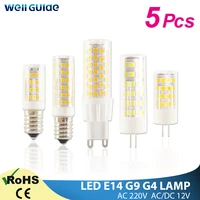 5pcs led lamp g9 g4 e14 led light led bulb 3w 7w 9w 10w 12w 220v acdc12v cob smd 2835 led dimmable ceramic replace halogen lamp