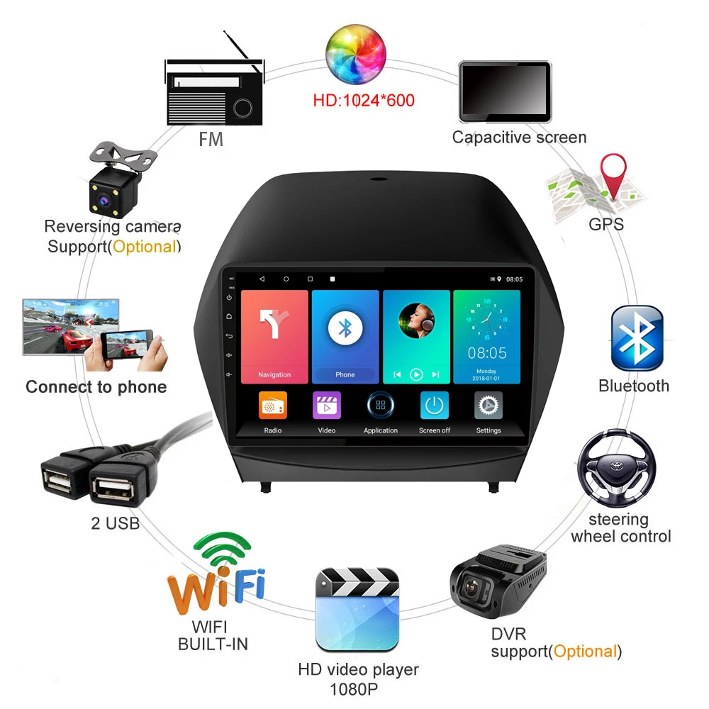 2.5D 9 &quotAndroid автомобильный радиоприемник с навигацией GPS для Hyundai IX35 Tucson 2 лм 2009 2015