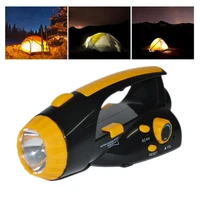 Hand Crank Flashlight USB Recharging Cordless Energy-saving LED Torch Flashlight Phone Charger with Radio for Hiking