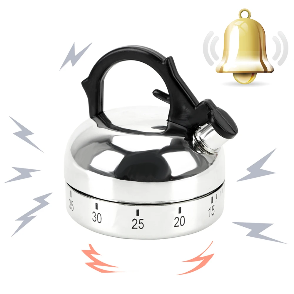

Countdown Alarm Reminder Mechanical Timer Cooking Reminders Tools 60 Minutes Kitchen Timer Plastic Kettle Shape