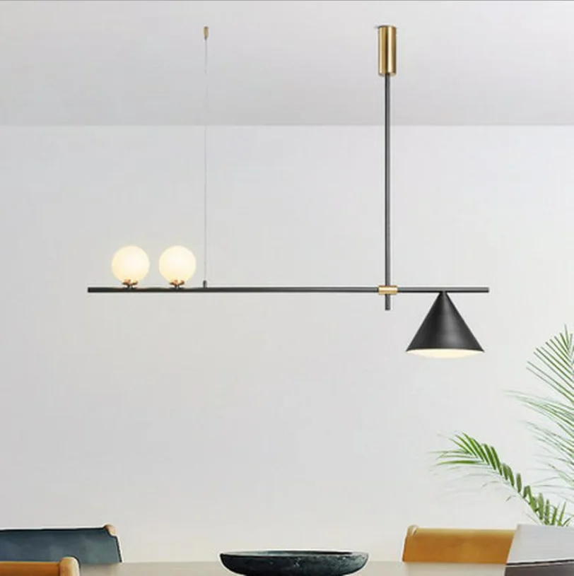 

Nordic LED Metal Minimalist Dining Room Chandelier Modern Simple Light Luxury Study Room Light Long Dining Table Bar Lamp
