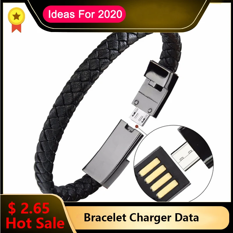 Outdoor Portable Leather Mini Micro USB Bracelet Charger Data Charging Cable Sync Cord For iPhone6 6s Android Type-C Phone | Автомобили и