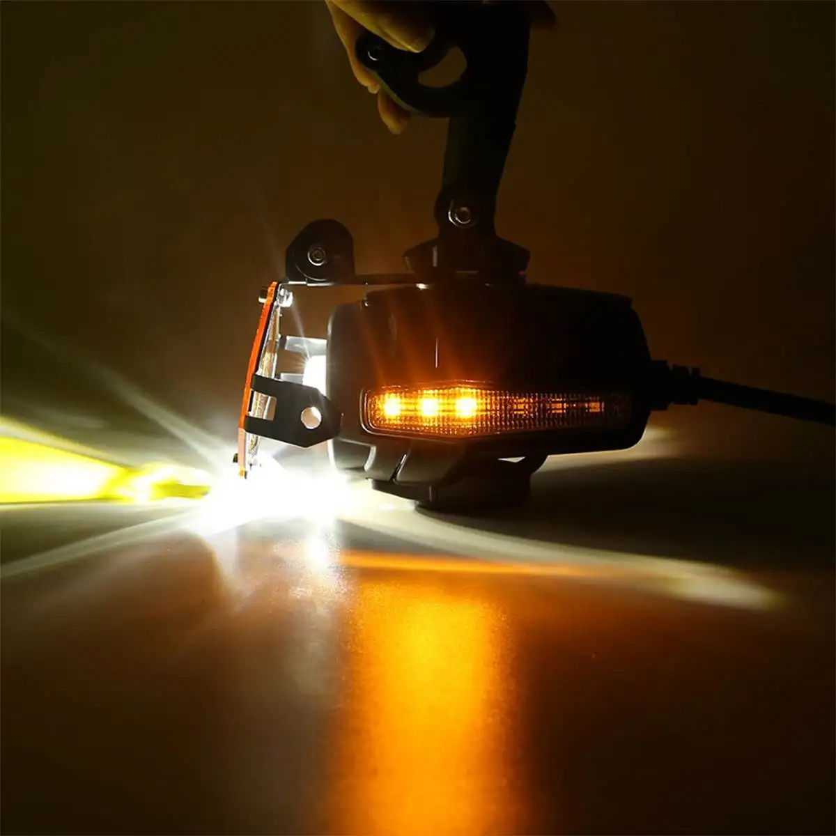 Белый Янтарный боковой свет мотоцикл светодиодный сигнальный фонарь