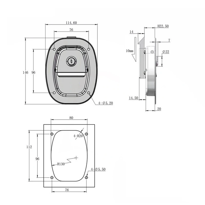 

Flat Baffle Door Lock, Tool Box Lock, Suitable for Motorhomes, Trailers, Caravans