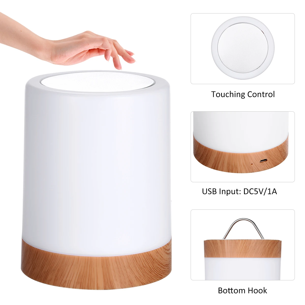 

USB Night Lamp Rechargeable Touching Control Bedside Dimmable Table Lamp RGB Night Light for Sleep Living Room Bedrooms Office