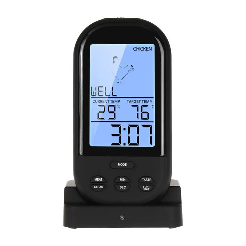 

Wireless Digital Display Multi-function Kitchen Cooking Tool BBQ Food Meat Timer Thermometer with Probe