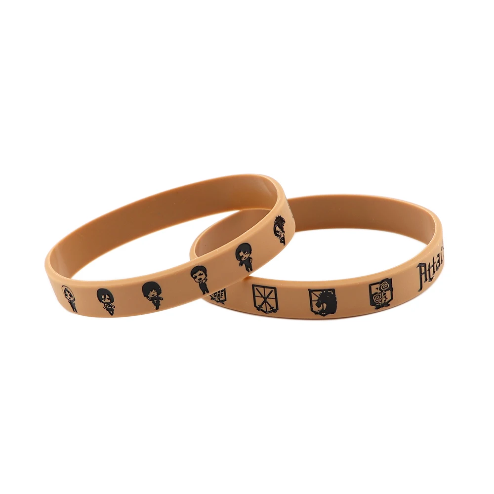 Браслет BG1659 из аниме атака на Титанов черный спортивный мужской резиновый