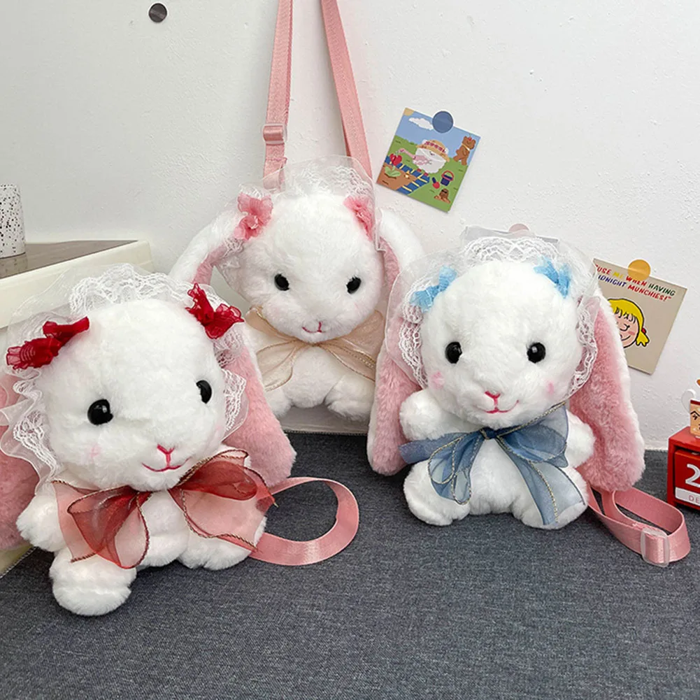 

Детская плюшевая сумка в форме кролика из мультфильма, мини сумка через плечо на молнии для девочек, модный Декор для детей