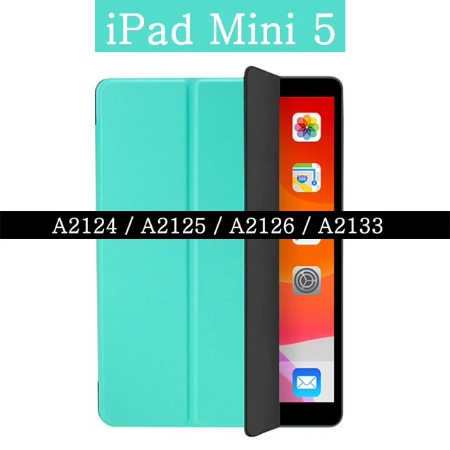 Mint Green Стенд флип чехол для Apple Ipad Mini 1 2 3 4 5 7,9 дюймов A2124 A2125 A2126 из искусственной кожи на магните чехол с автоматическим включением и/Sleep(Пробуждение/спящий режим) Smart Cover - Цвет: Mint Green