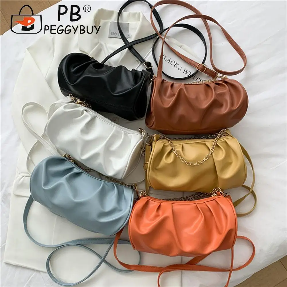 

Винтажная Женская однотонная сумка через плечо, повседневная сумка из искусственной кожи на тонкой цепочке, портативный уличный дорожный п...