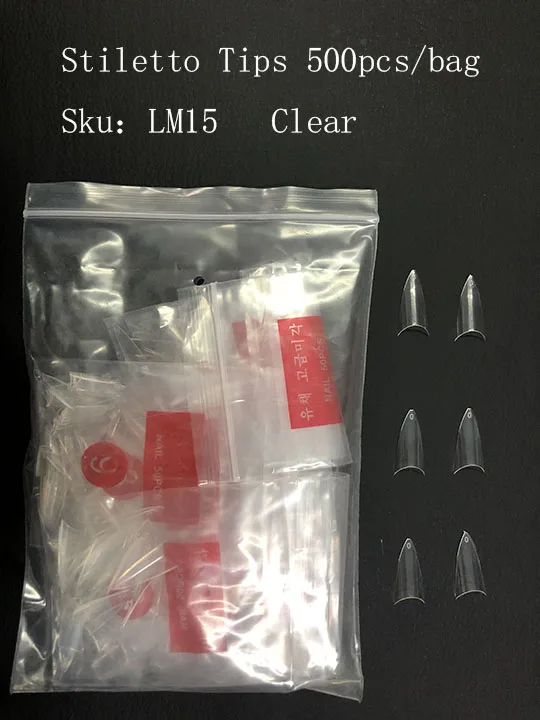500 шт. накладные ногти на шпильках акриловые остроносые